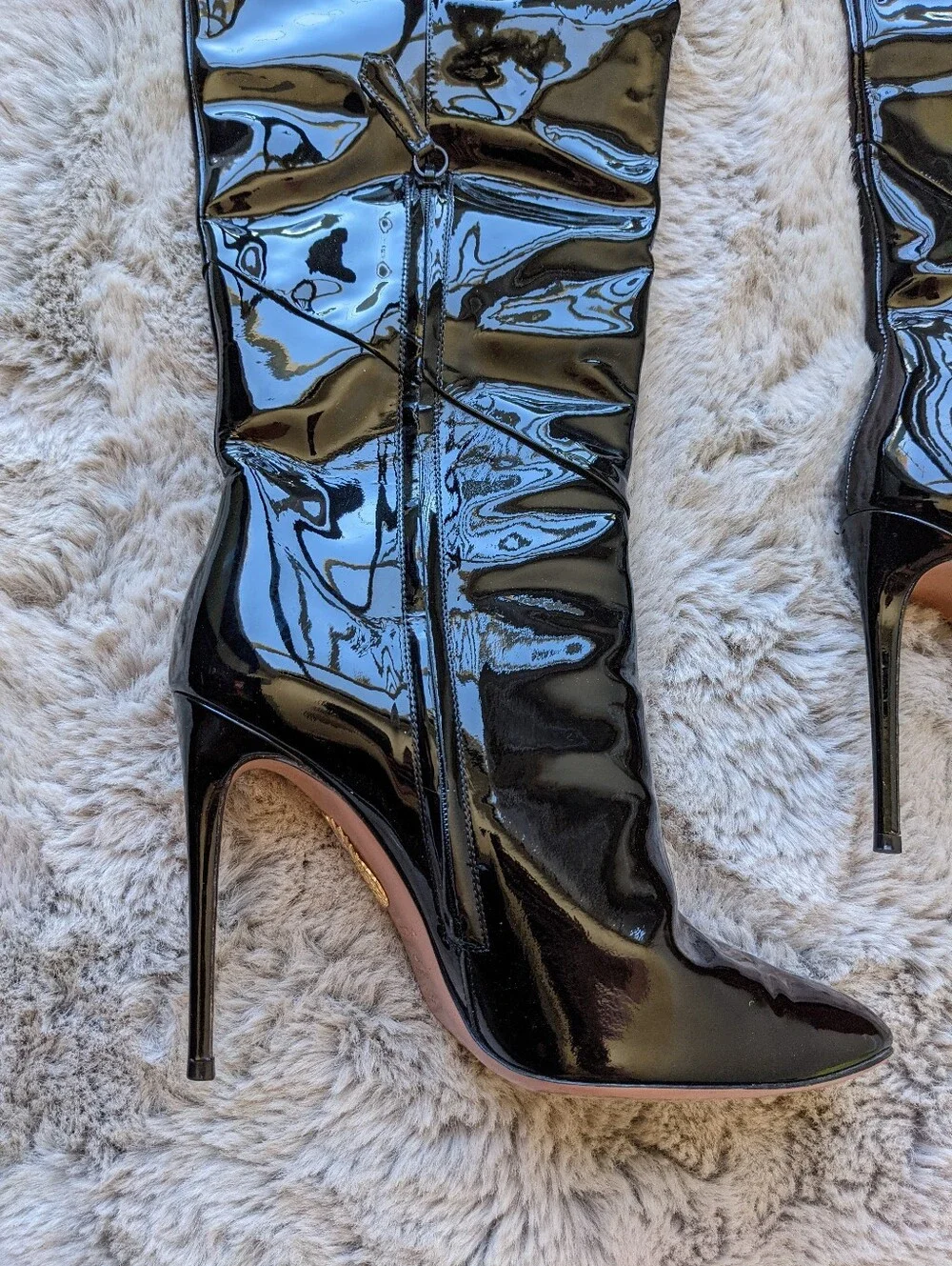 AQUAZZURA Alma Patent Leather Over Knee High 105 Boots Size 39